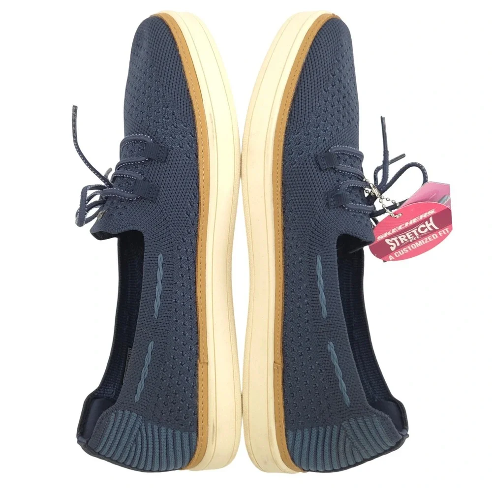 Skechers Coastal Drive Sneakers Womens 9.5 Blue Boat Shoe Knit Memory Foam NEW